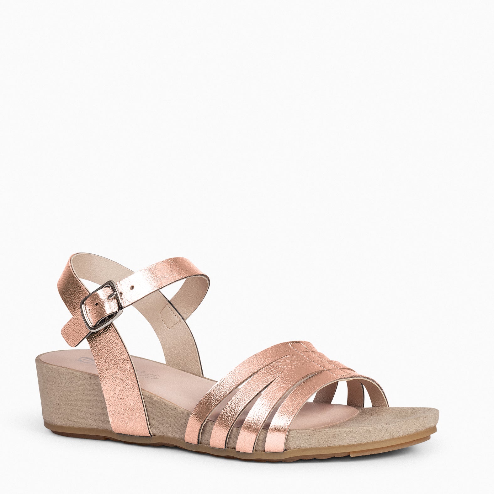 MESINA – ROSE Wedge sandal with metallic straps 