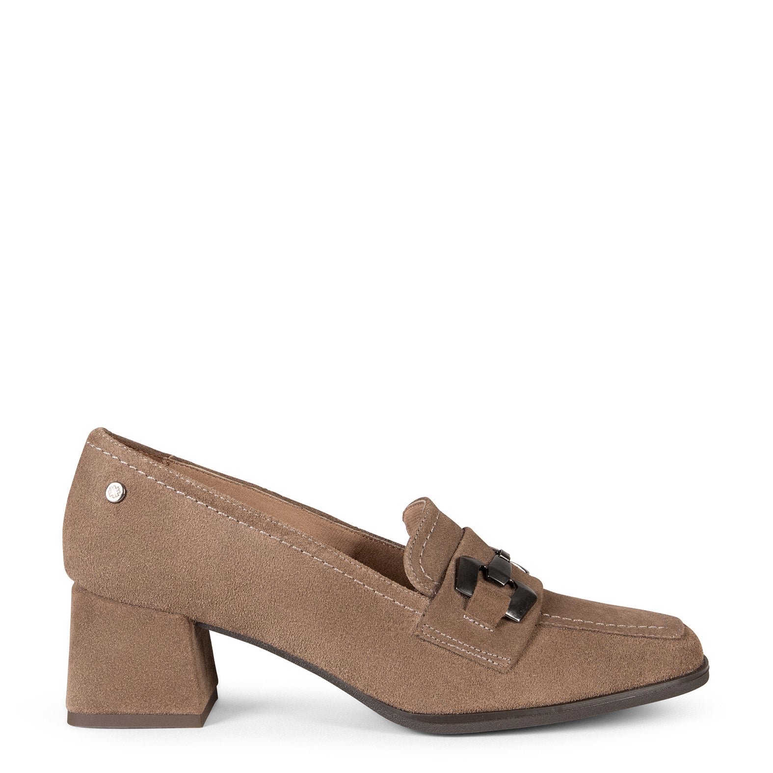 CAMILA – Mocasines de tacón ancho TAUPE - miMaO ®