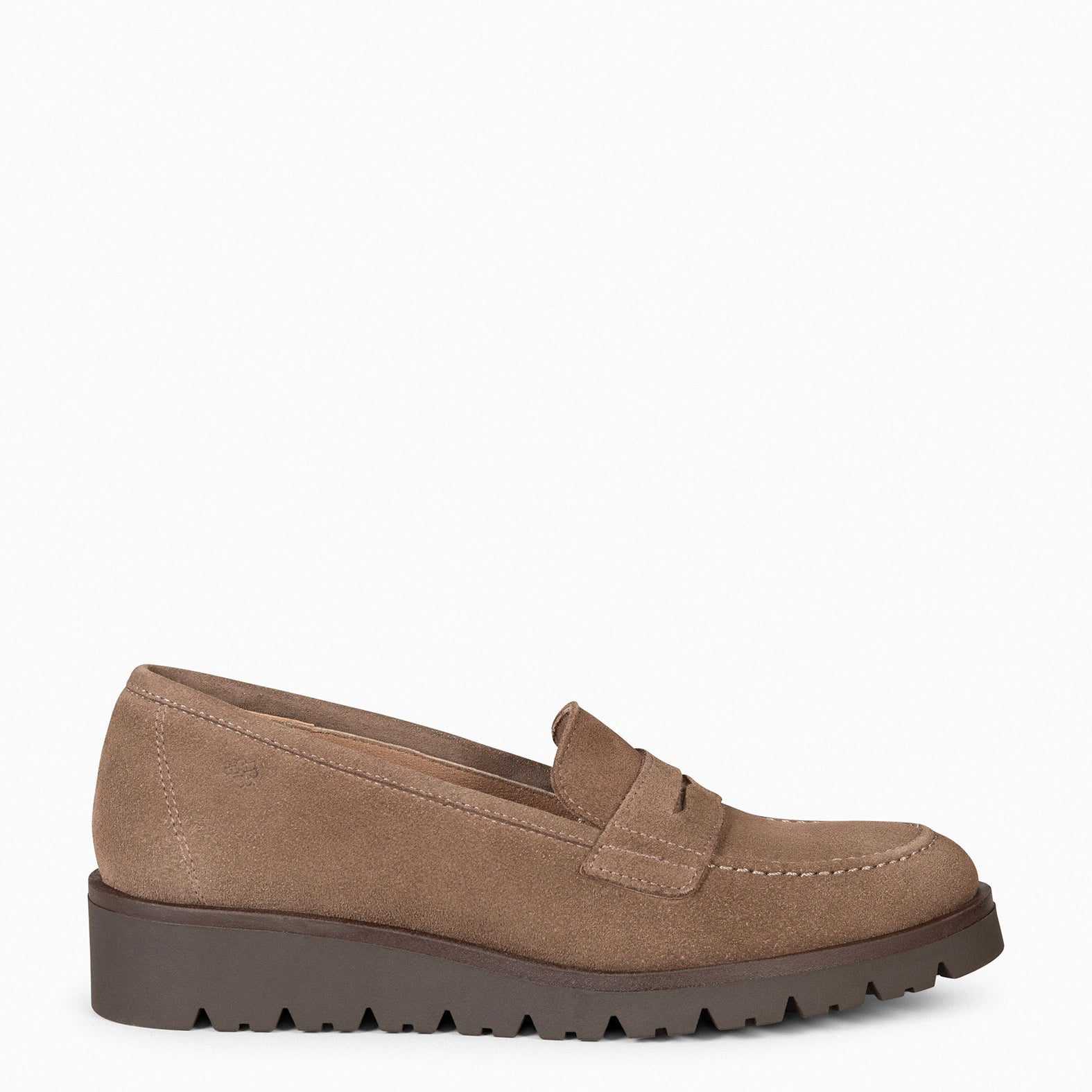 DAFNE - Mocasines de cuña de piel TAUPE