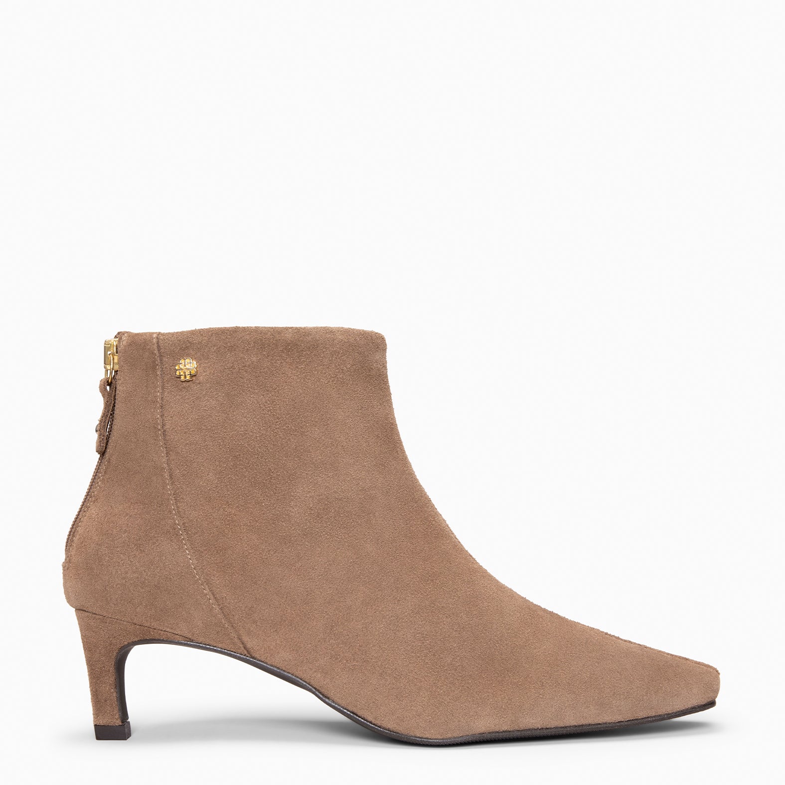 LUISA - TAUPE leather kitten heel ankle boots with zip