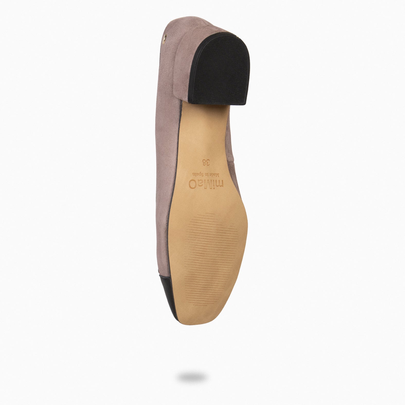 GLAMOUR - Bailarinas TAUPE con tacón y puntera NEGRO - miMaO ®