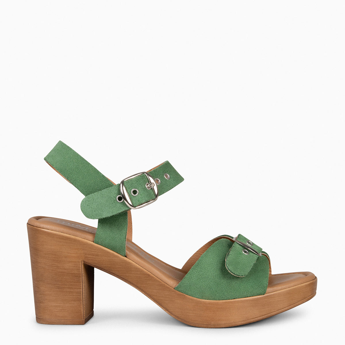CLEO – Sandales à lanière en daim VERT