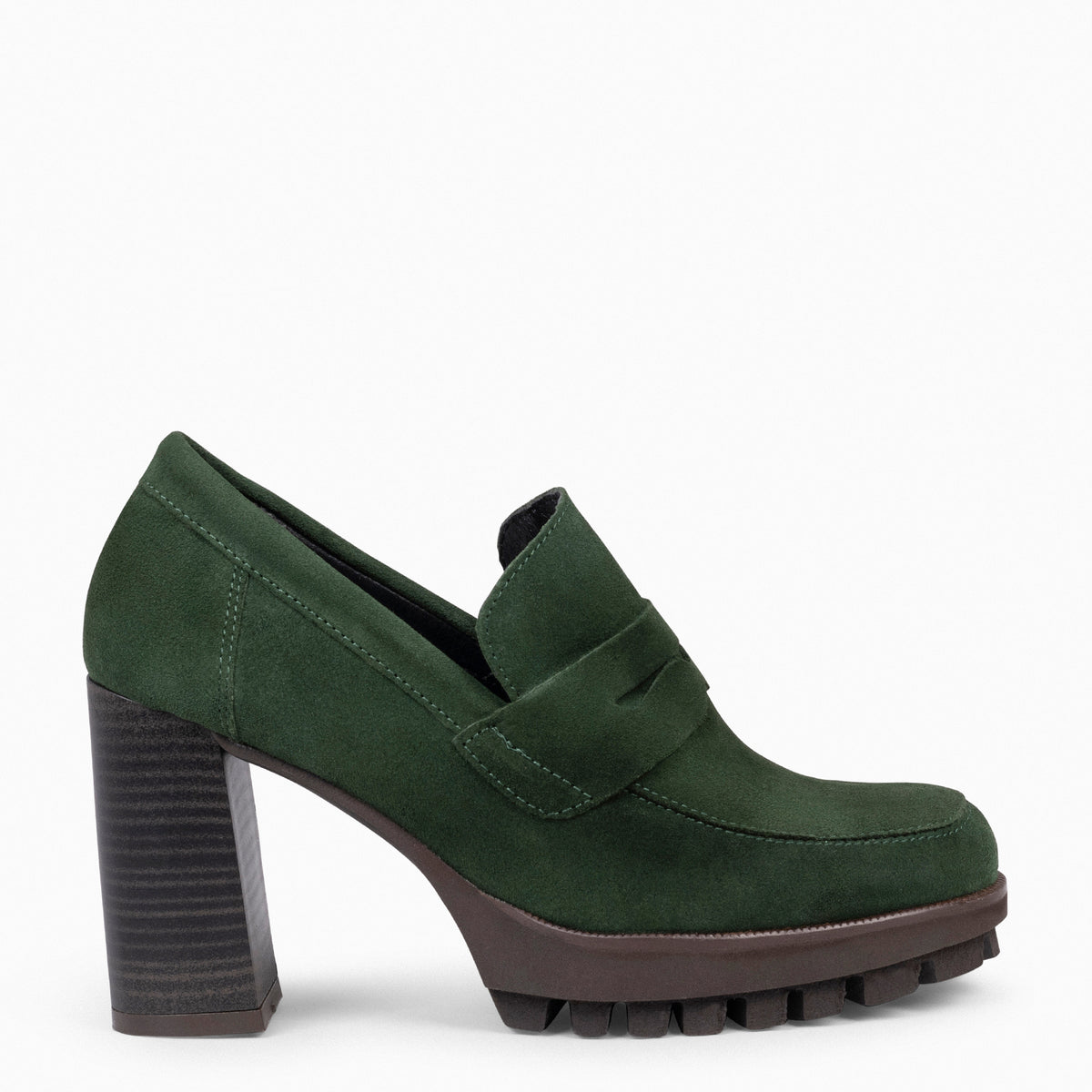 TREND – Mocasín con tacón y plataforma VERDE