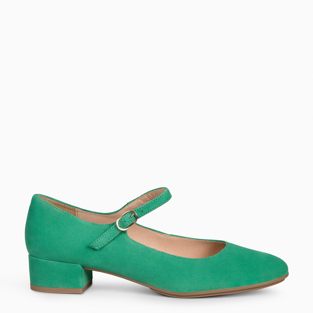 NORA – GREEN Mary-Janes with low heel 