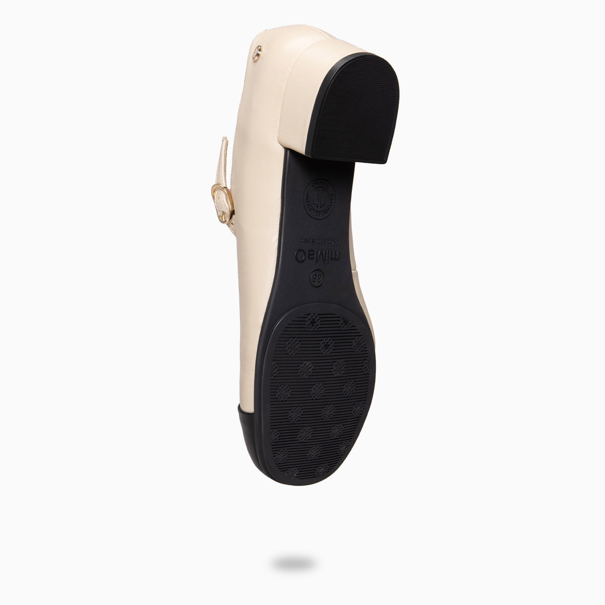 FLORA - Mercedita con tacón de piel bicolor BEIGE