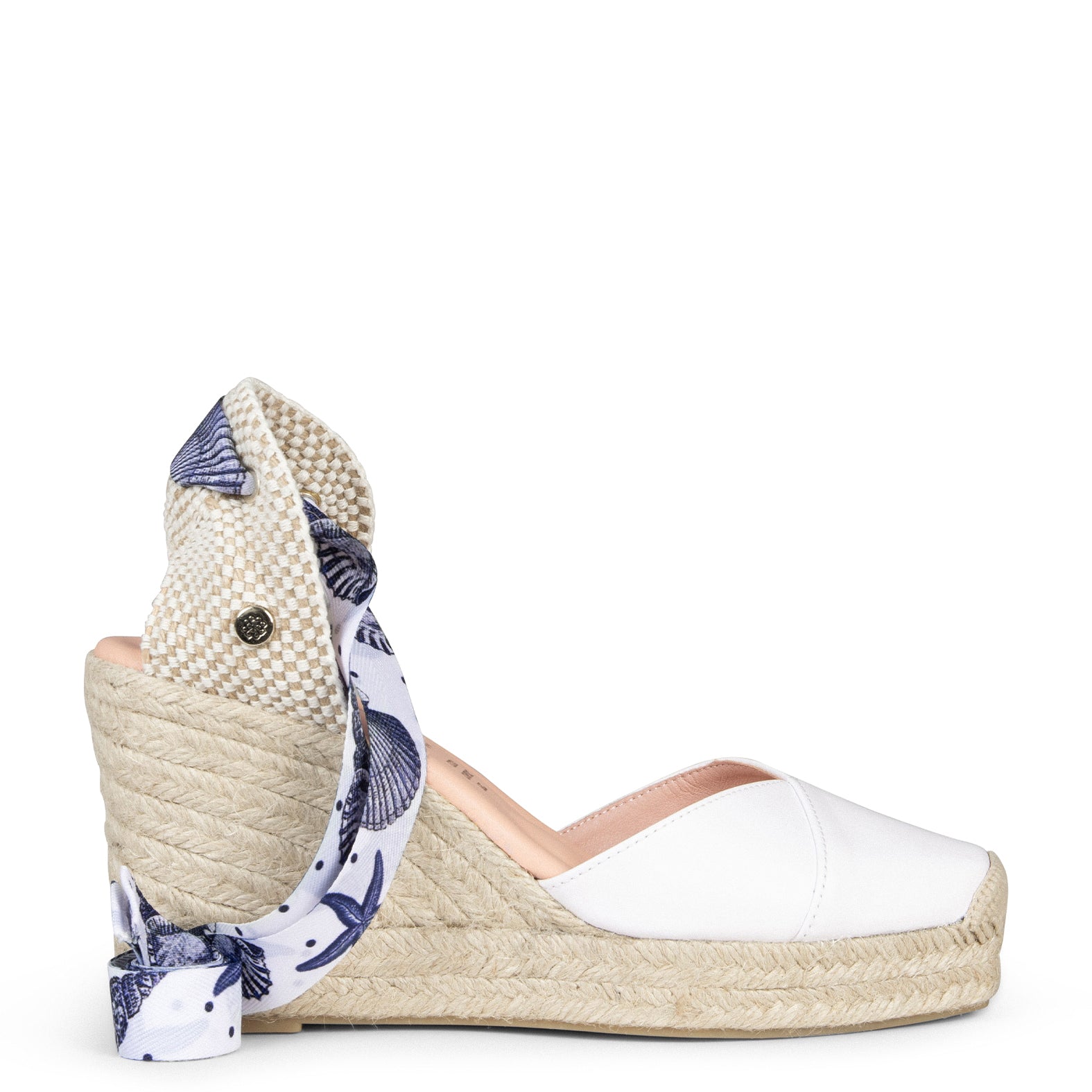 ARUBA – Espadrilles à talon BLANC avec laçage 