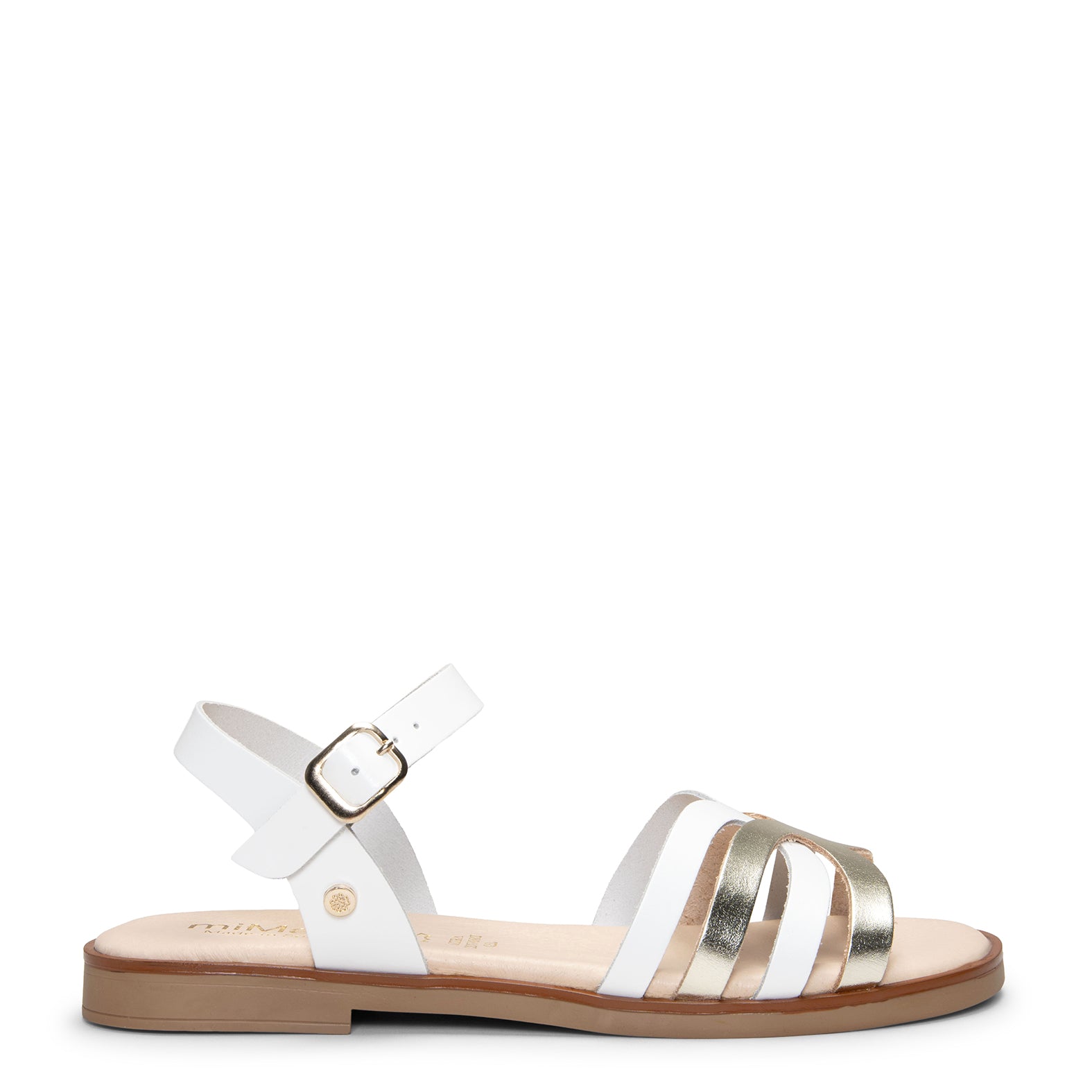 BELISA - sandalia plana de piel de vaquetilla en BLANCO PLATINO - miMaO ®