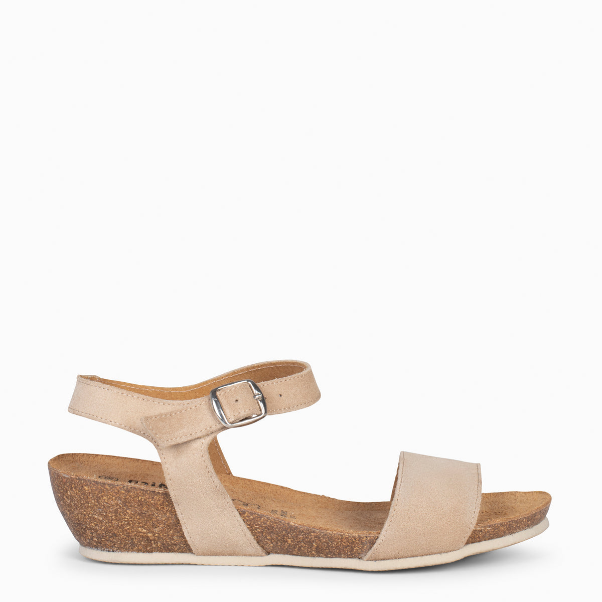 OAK – Sandalias Bio de serraje con cuña CAMEL