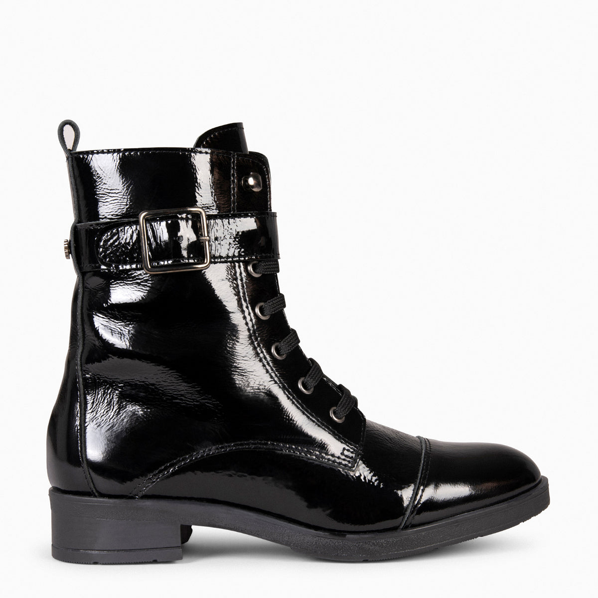 BELFAST – Botines con cordones de piel NEGROCHAROL - miMaO ®