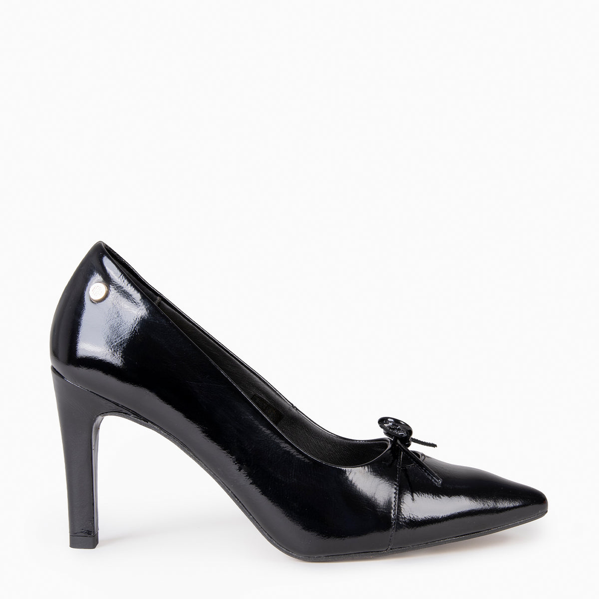 CHARLOTTE - BLACK High-heeled patent leather shoes with bow