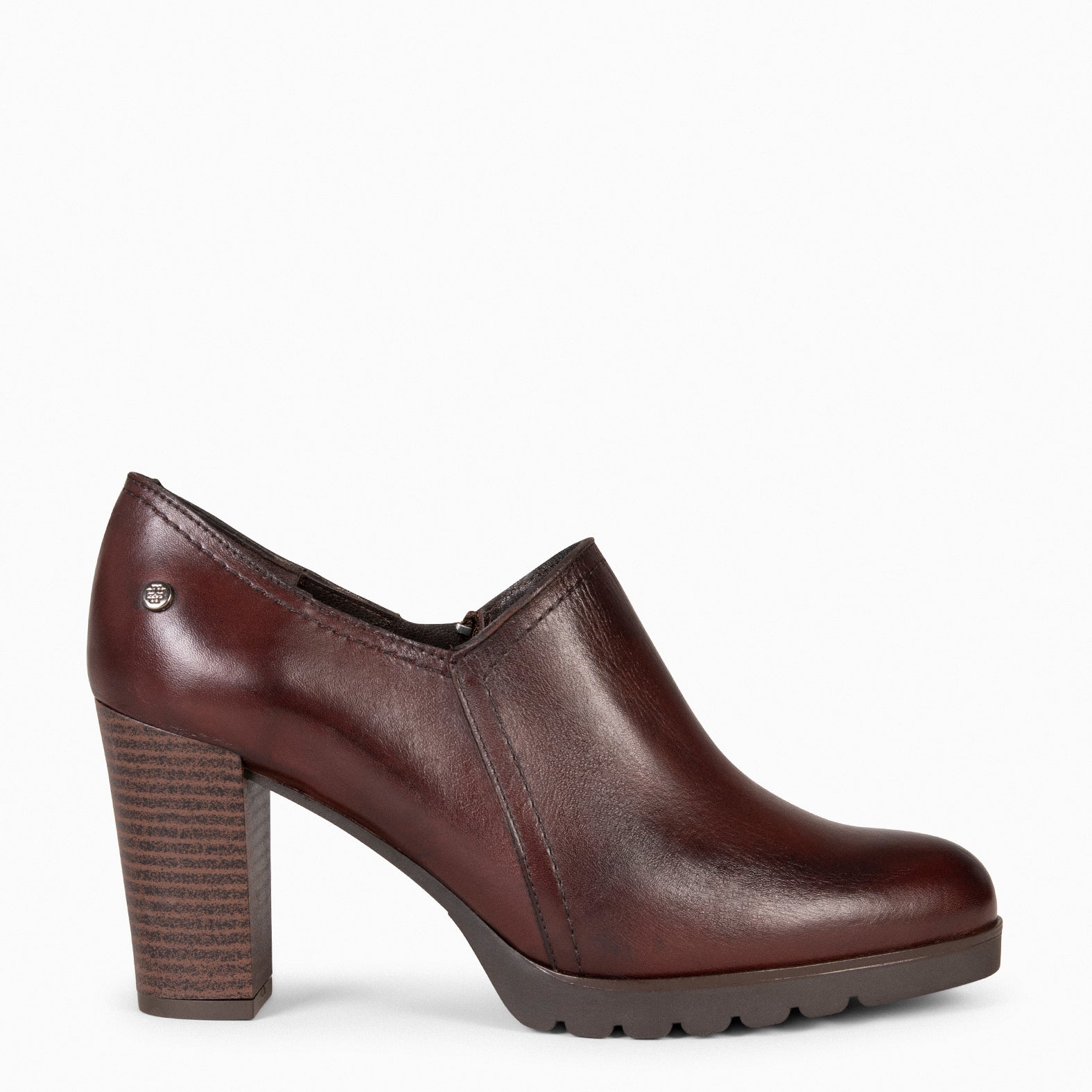 DAYANA - Botines de tacón alto de piel MARRON