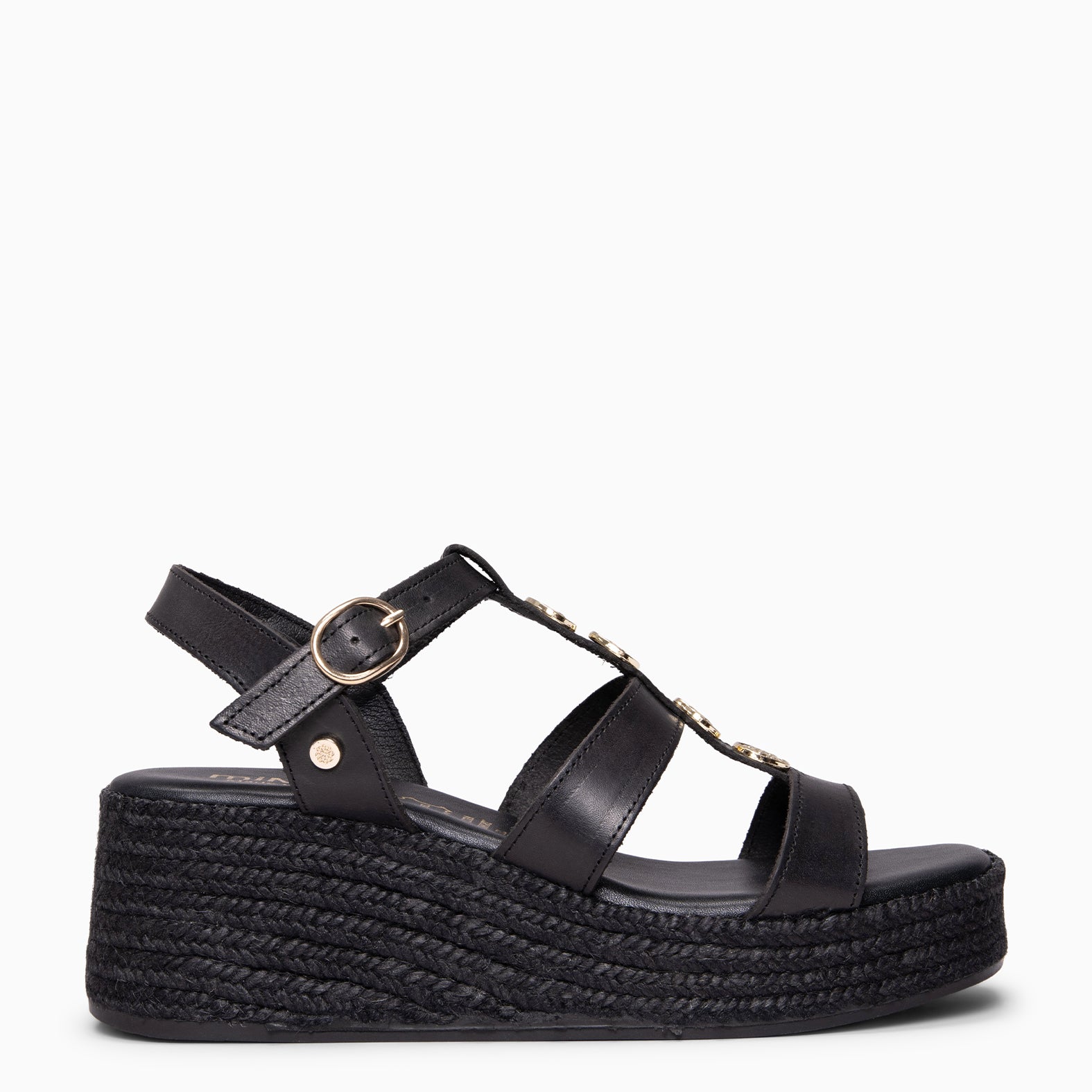 DANAE - Sandalias de plataforma de yute NEGRO