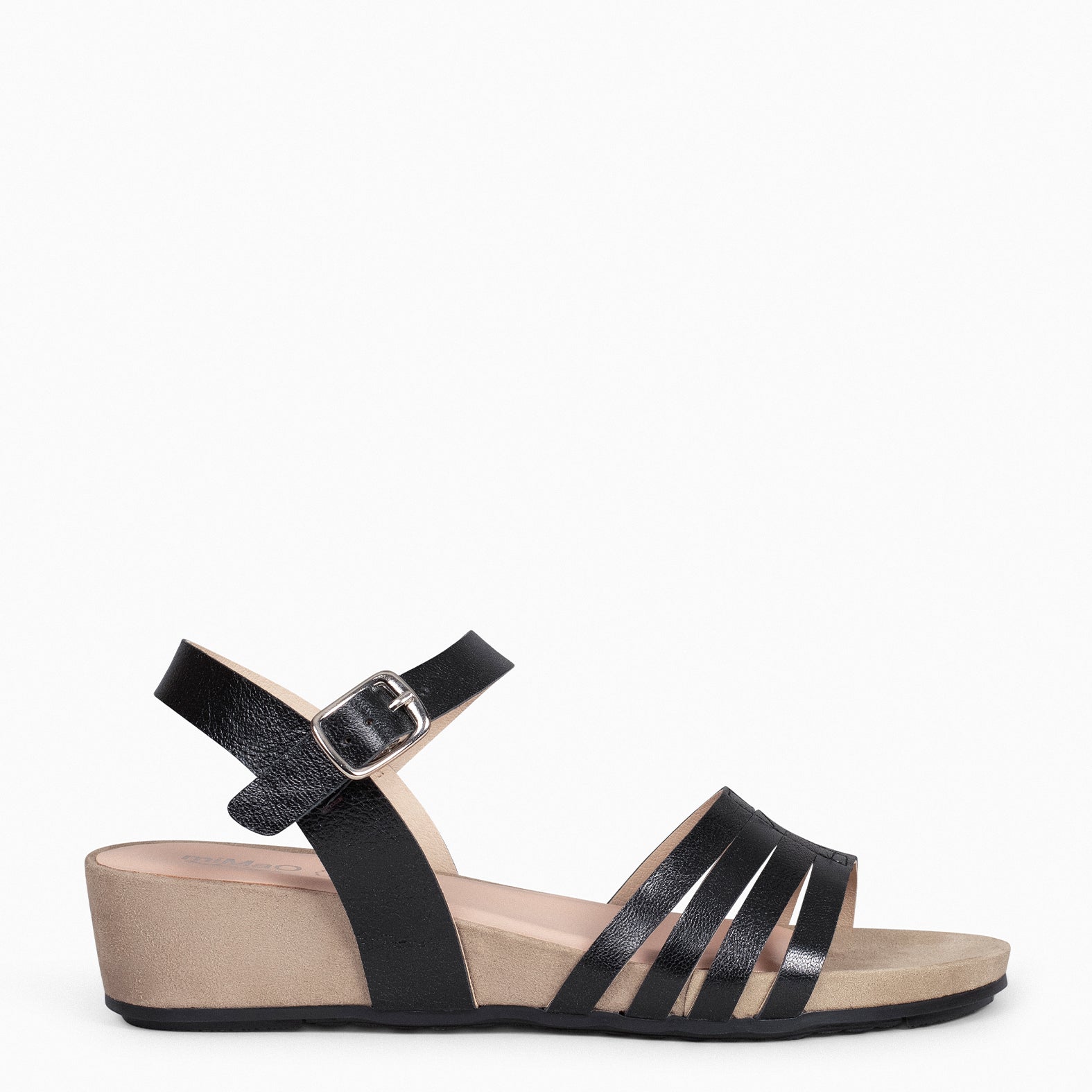MESINA - Sandalias de cuña y tiras metalizadas NEGRO