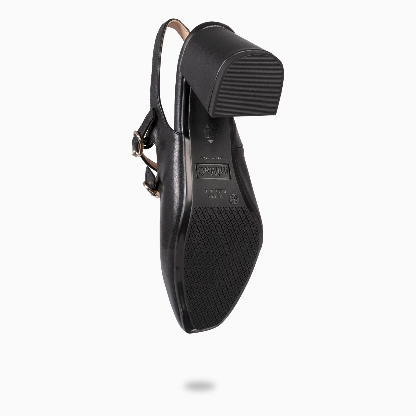 NAMIBIA - ZAPATOS DE MUJER DESTALONADOS DE TACÓN ANCHO NEGRO - miMaO ®