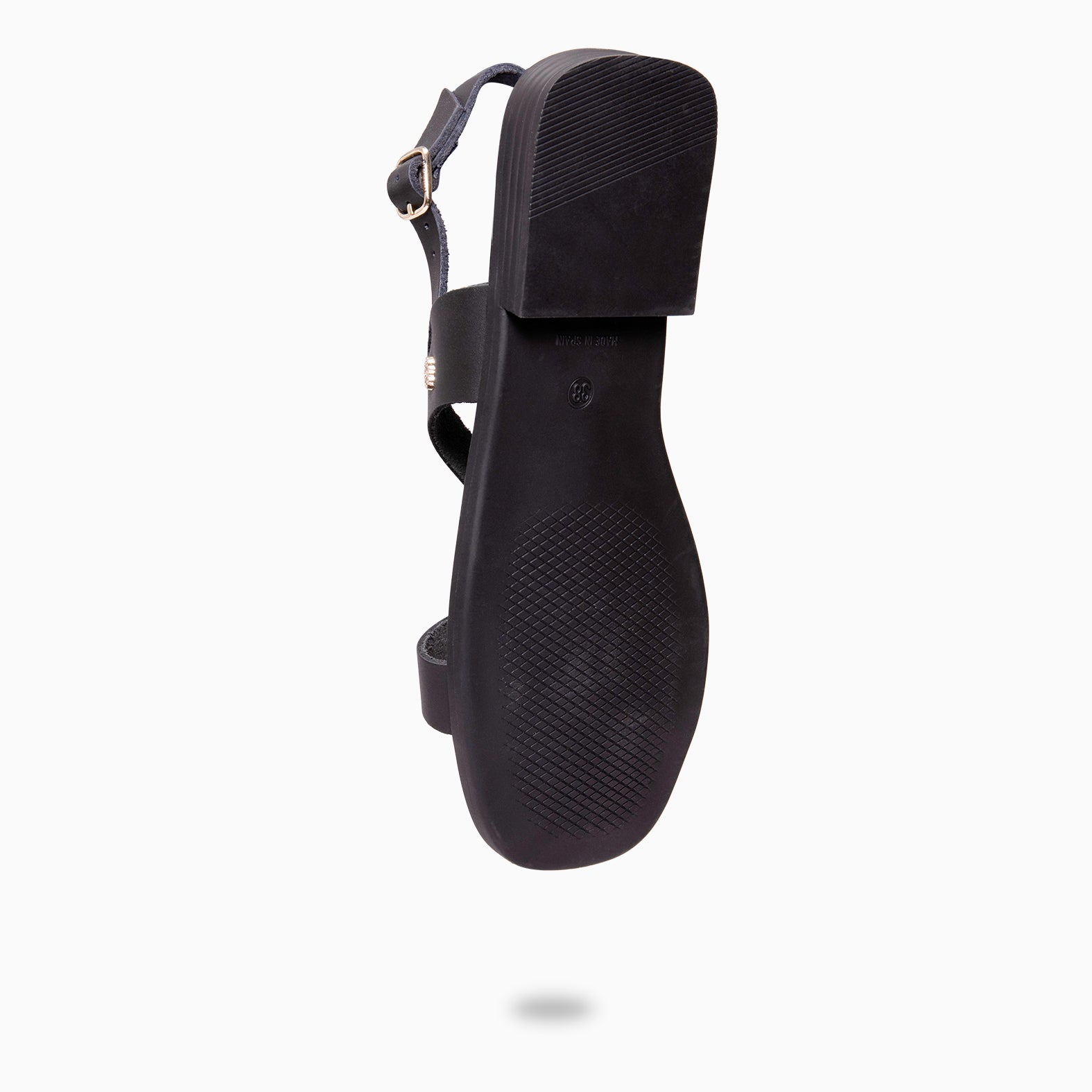 HELIA - Sandalias planas de piel NEGRO