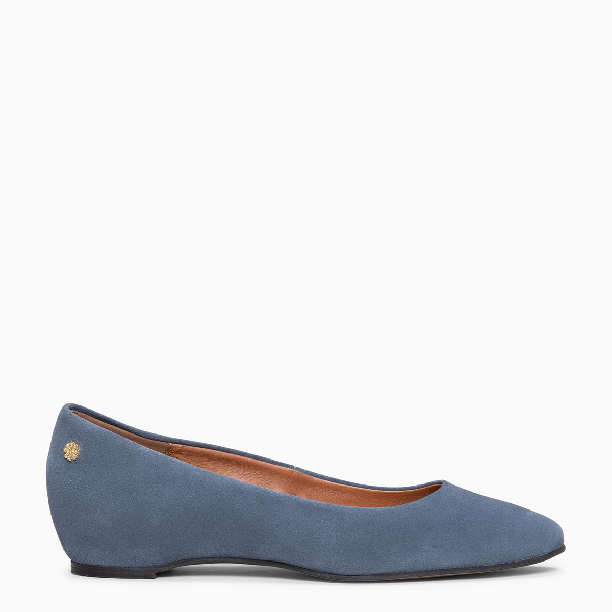 MALOU - Ballerines à talon compensé intérieur en daim BLEU