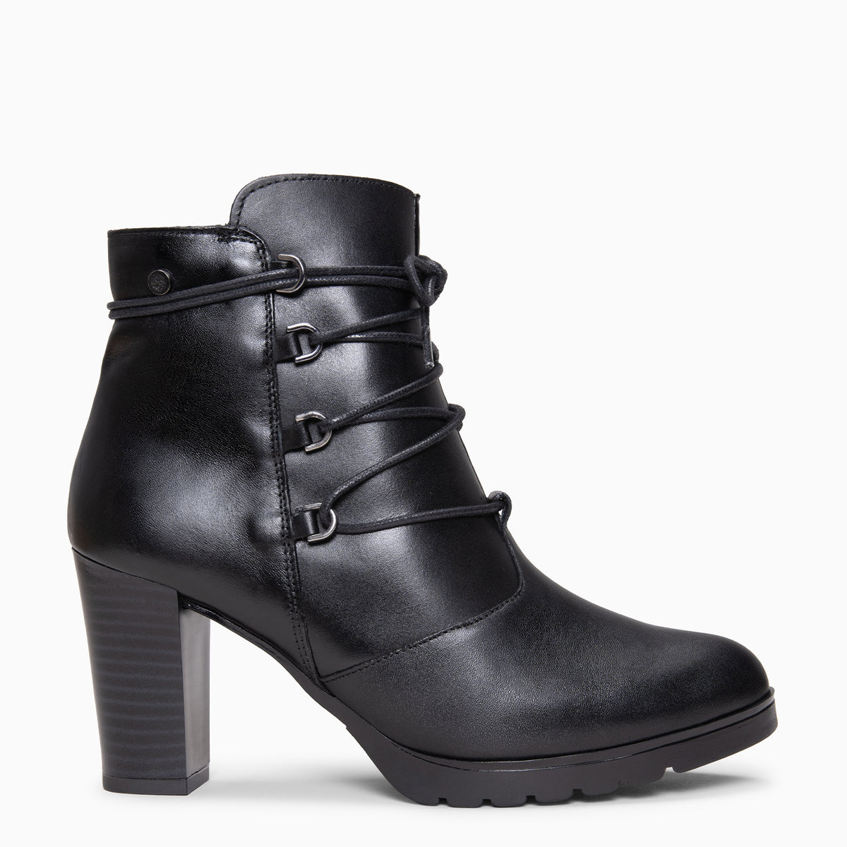 JANE - BLACK Leather high-heeled ankle boots