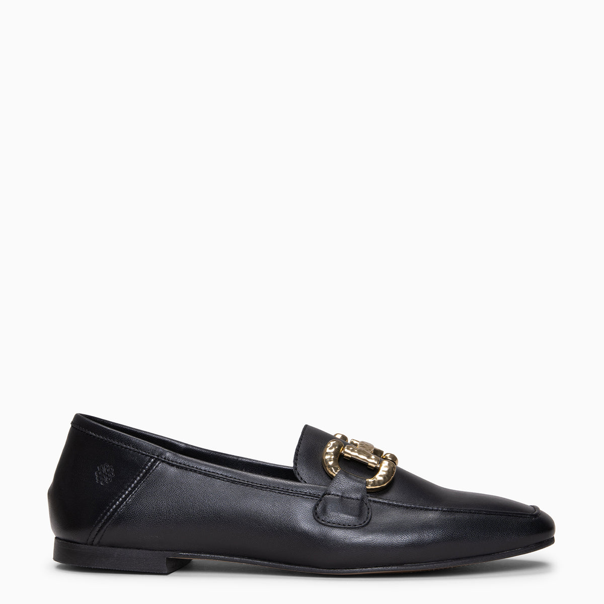 CAROLINE - BLACK leather loafers with decorative detail
