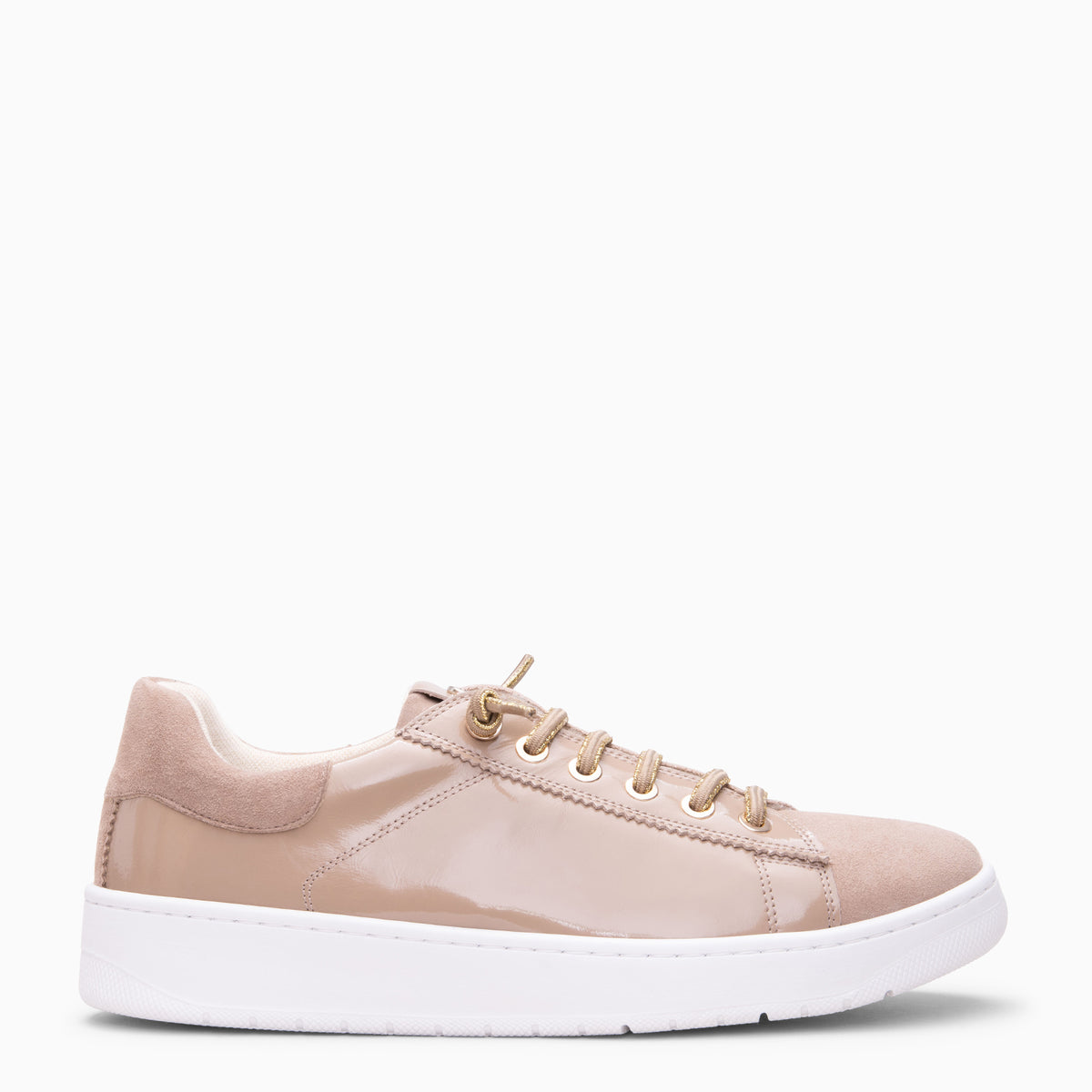 NANTES - Nude leren sneakers van lakleer