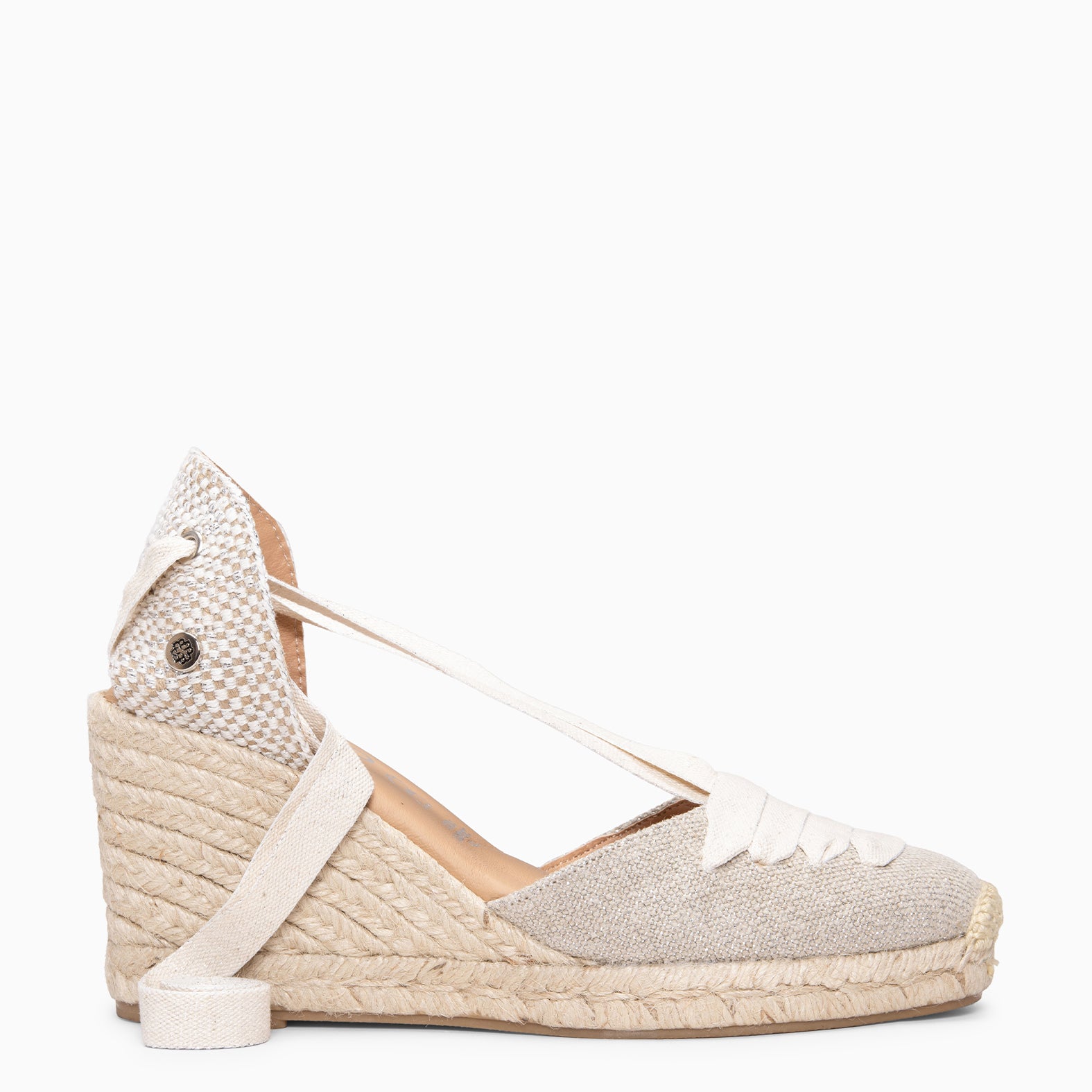 AYORA - SILVER Espadrille with ribbons