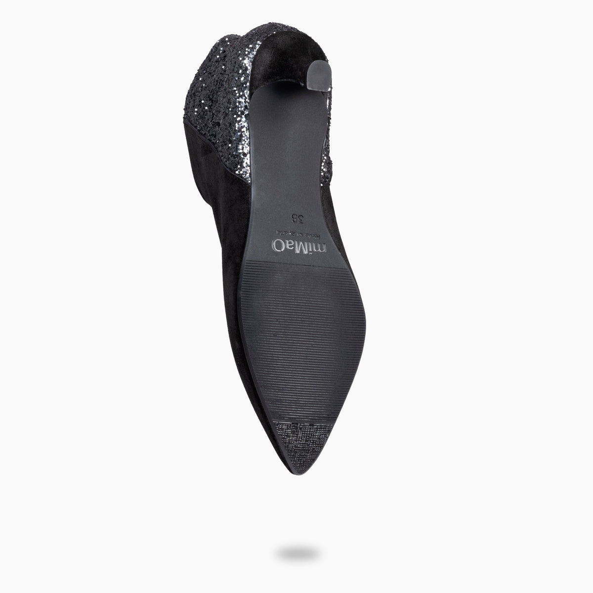 ROYAL - Botines tacón bajo NEGRO GLITTER serraje