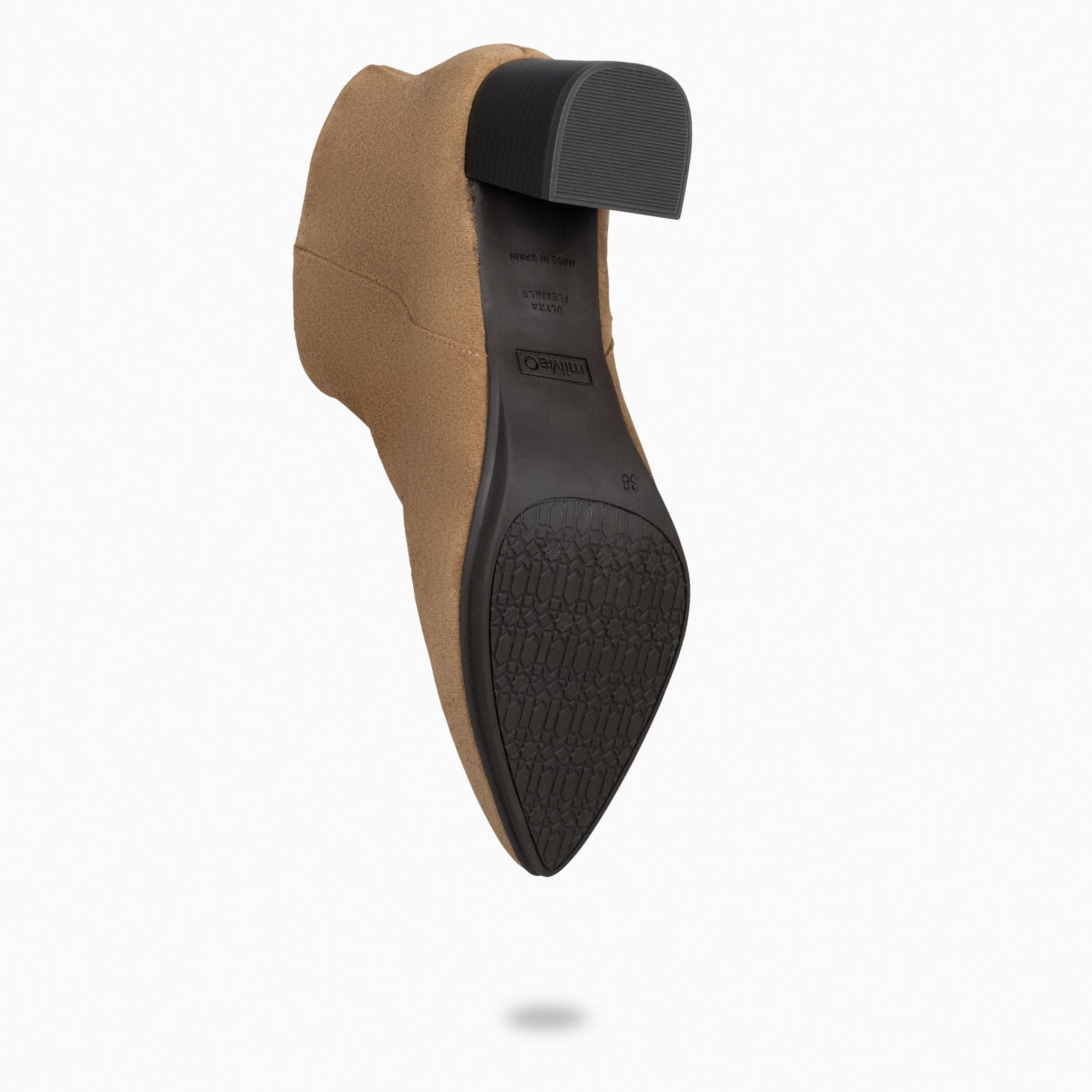 CITY - BROWN suede leather wide heel ankle boots 