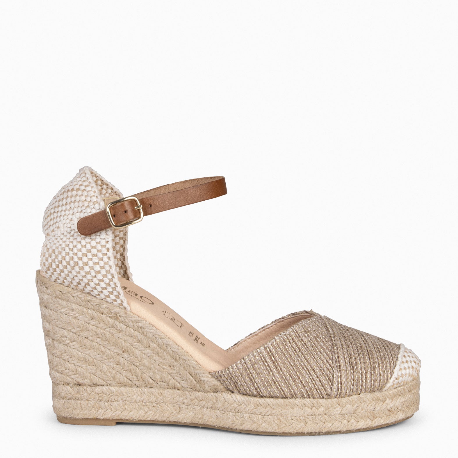CONIL - Cuña de Esparto TAUPE con hilo dorado - miMaO ®