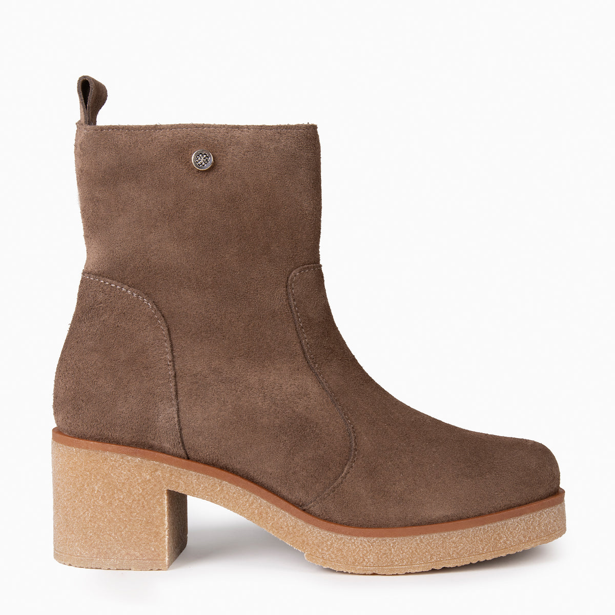 PETRA - Botines de tacón de piel hidrofugada TAUPE