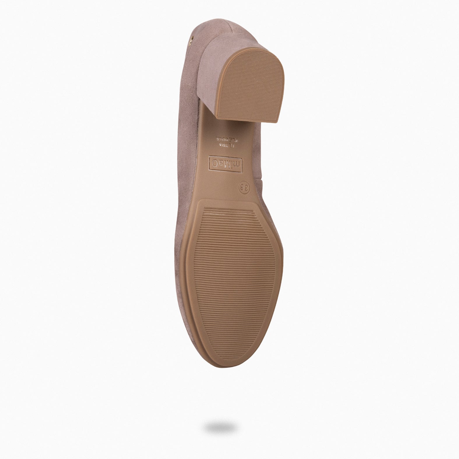 URBAN ROUND - TAUPE suede leather low heels