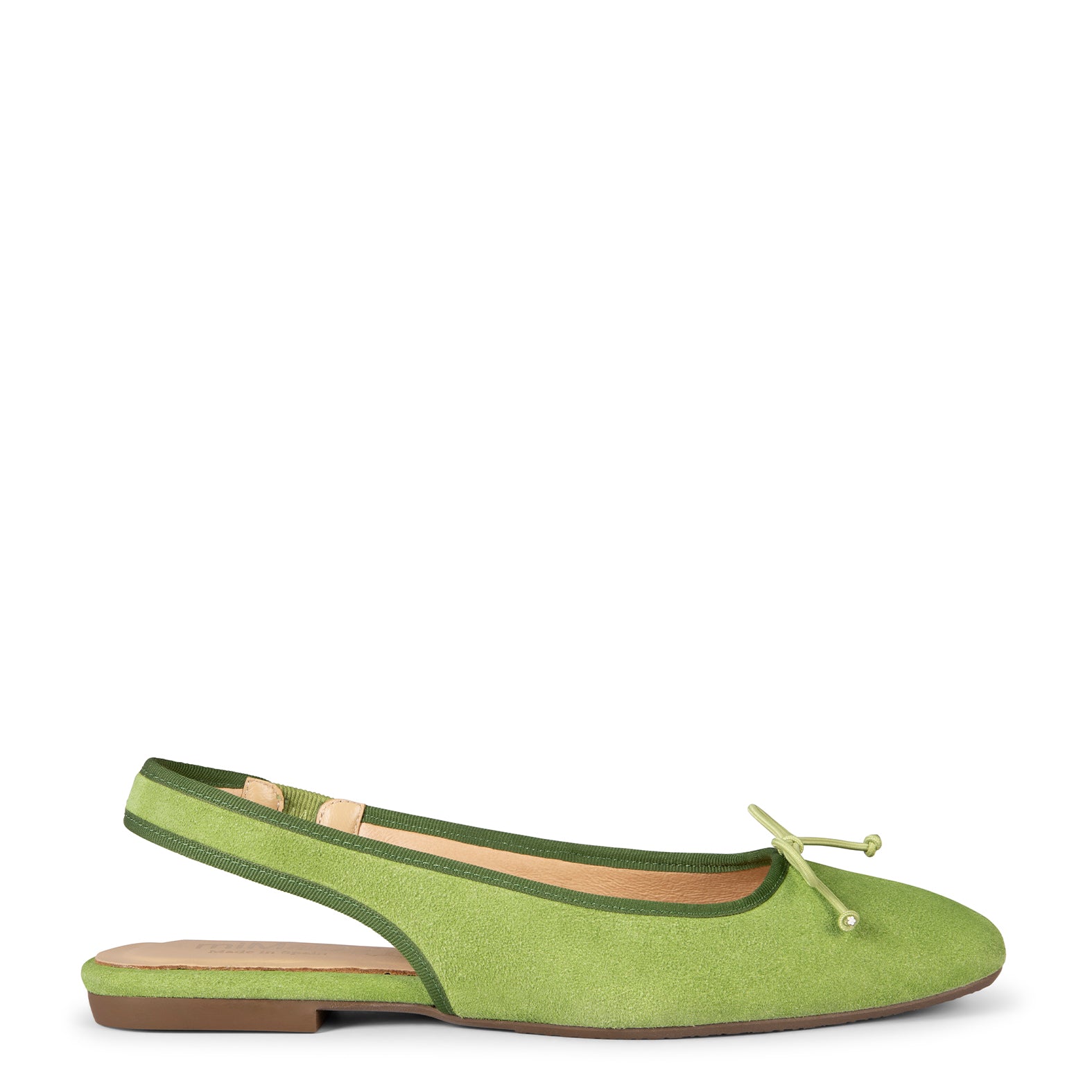 MOON - GREEN FLAT BALLERINA SLING-BACK WITH LACE 