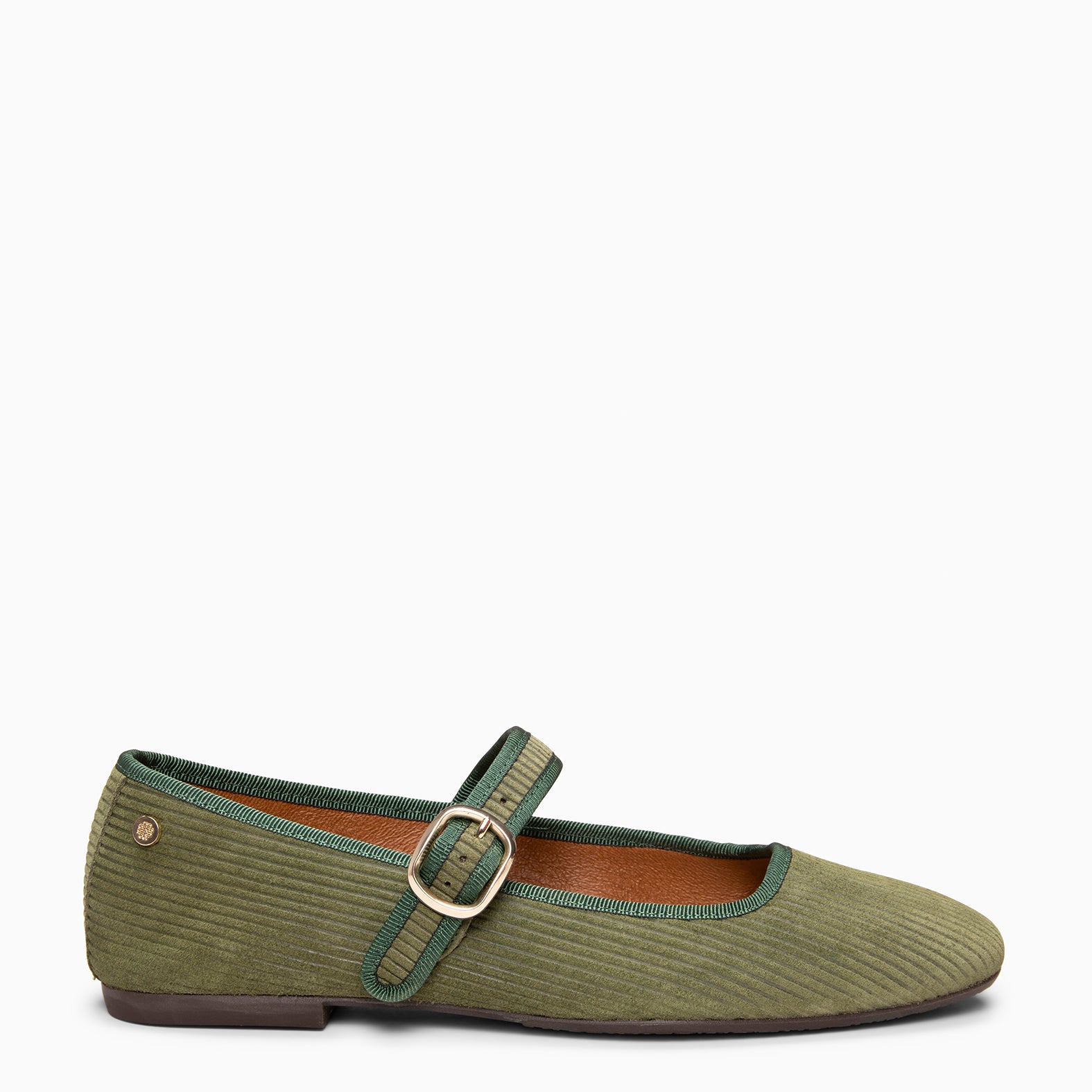 LARA - Merceditas con tira de serraje efecto pana VERDE - miMaO ®
