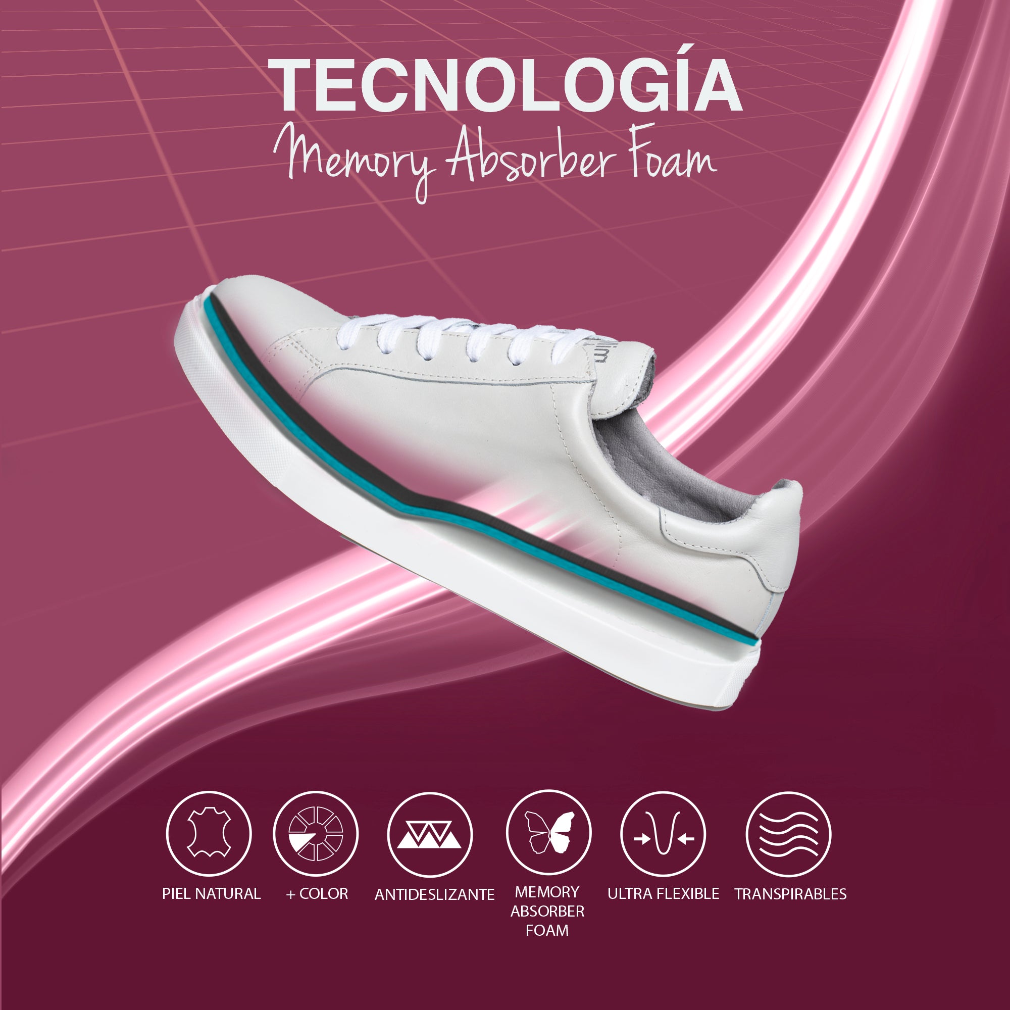 SNEAKER Zapatillas piel Memory Absorber Foam HIELO