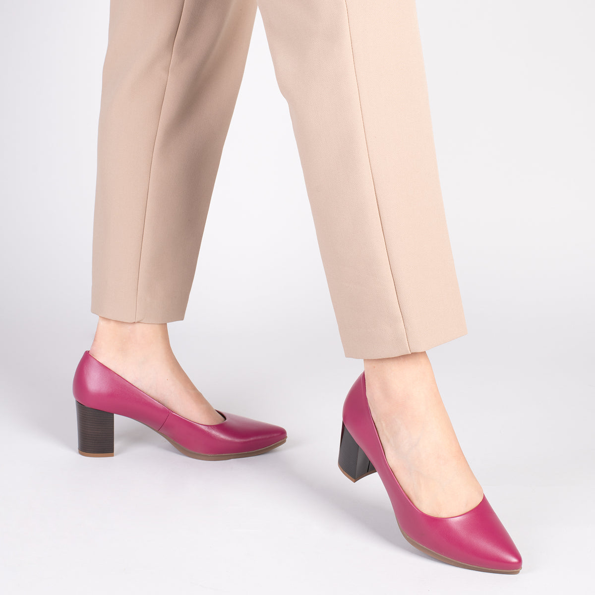 URBAN S SALON – Zapatos de tacón medio de napa BURDEOS