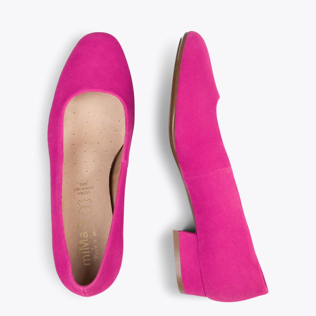 URBAN XS – Zapatos de tacón bajo de ante FUCSIA