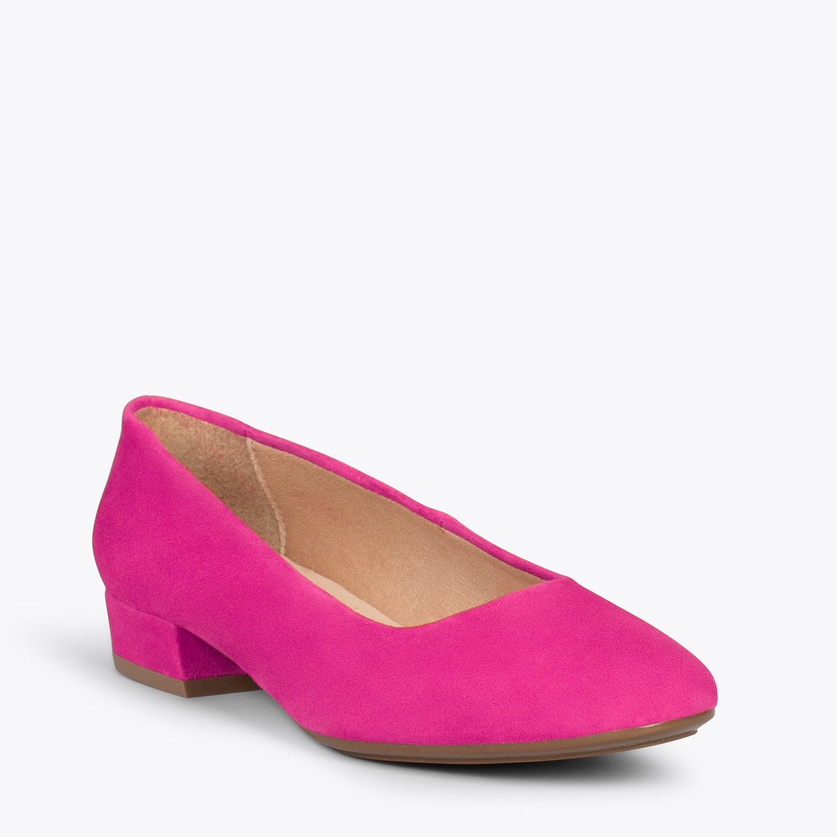 URBAN XS – Zapatos de tacón bajo de ante FUCSIA