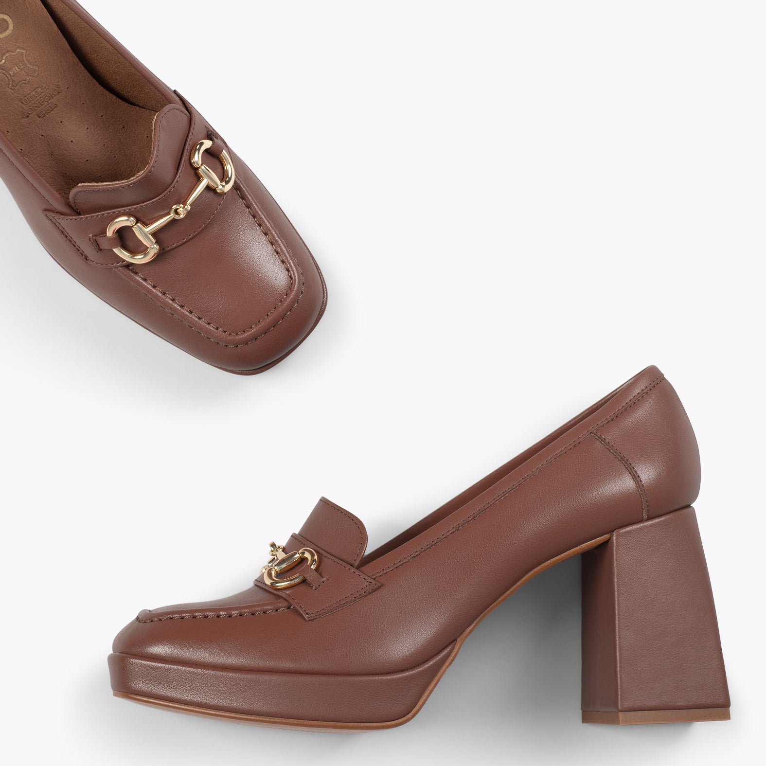 ANNETTE – Mocasines de mujer con tacón y plataforma MARRÓN - miMaO ®
