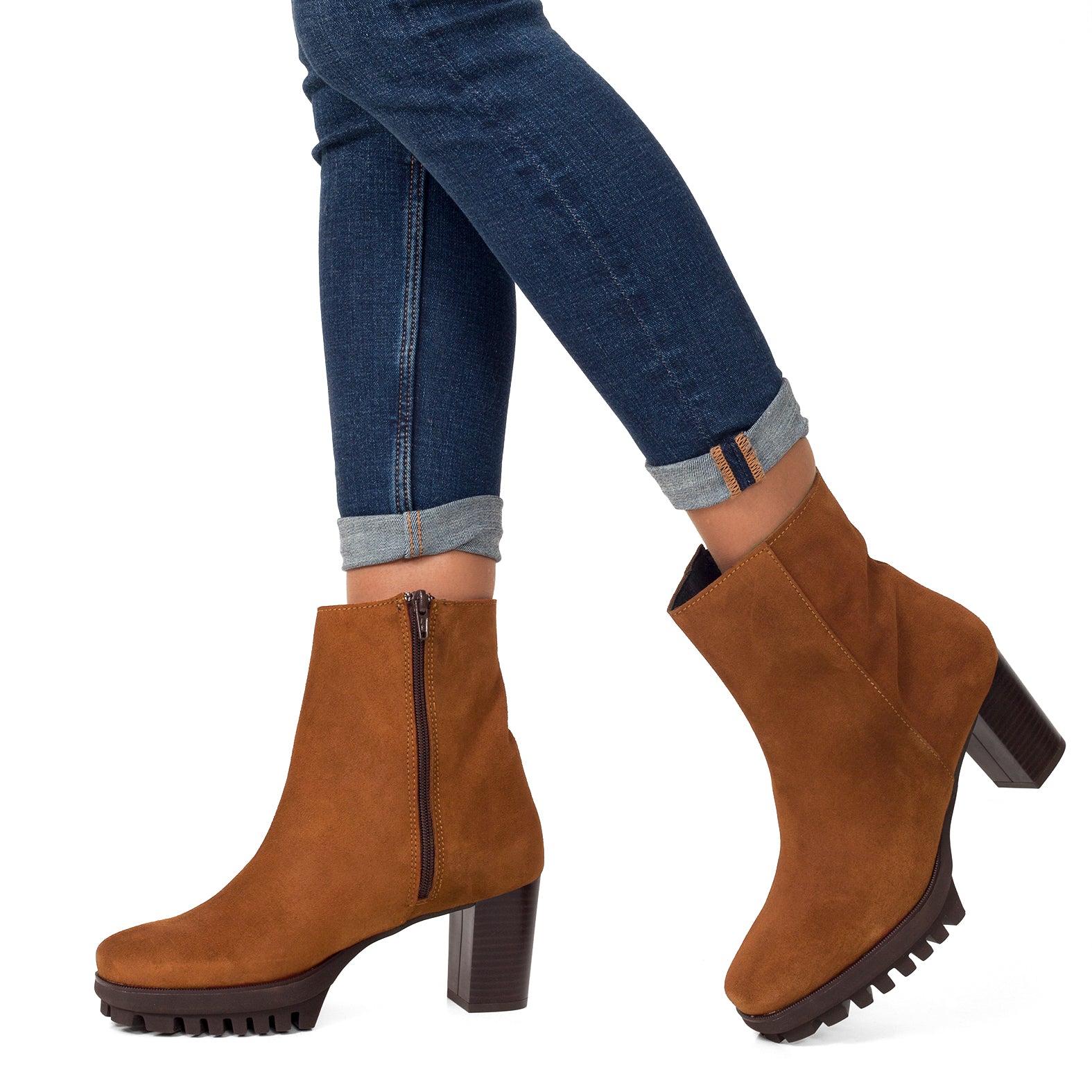 TRENDY BOOTIE - BROWN high heel water repellent bootie