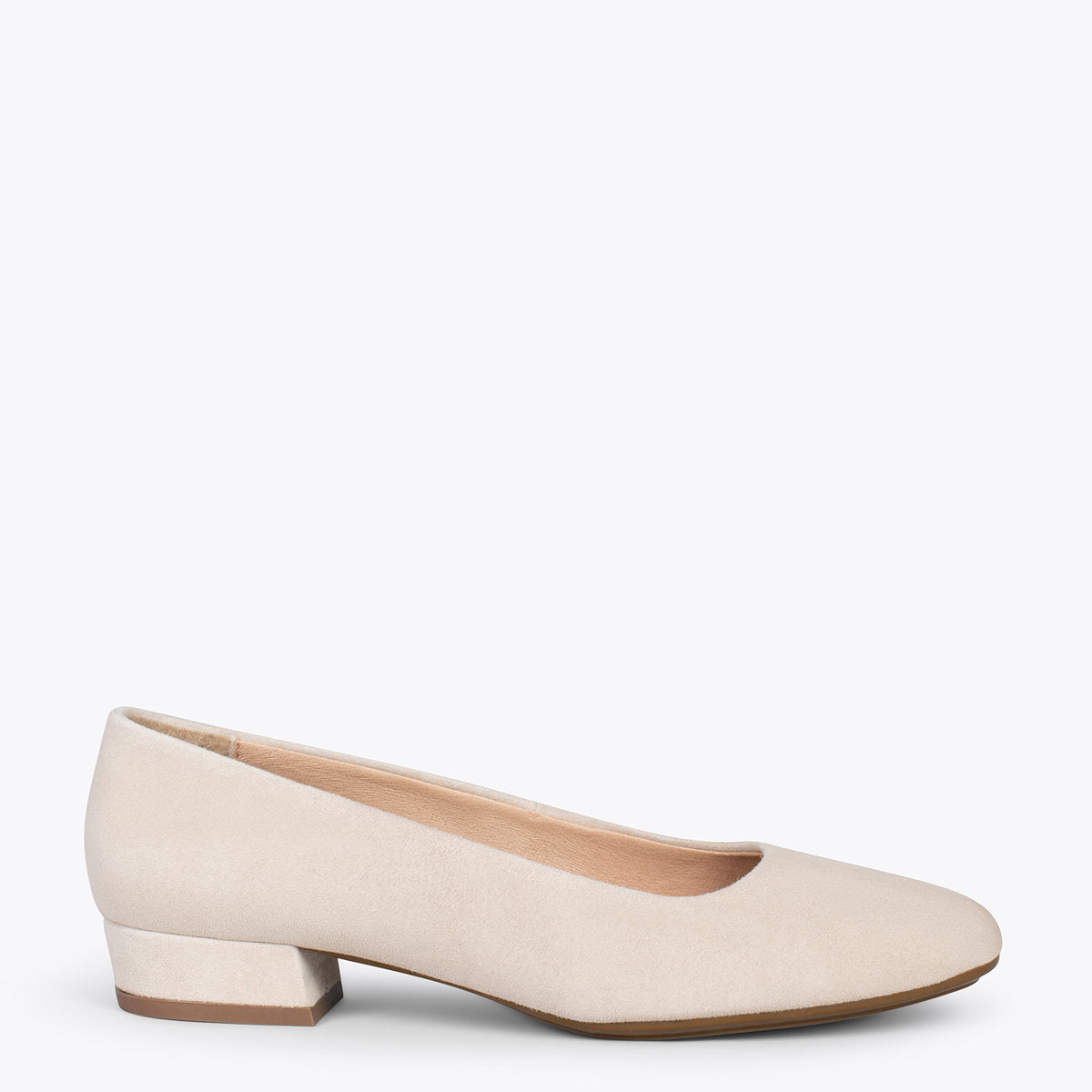URBAN XS – Zapatos de tacón bajo de ante HUESO