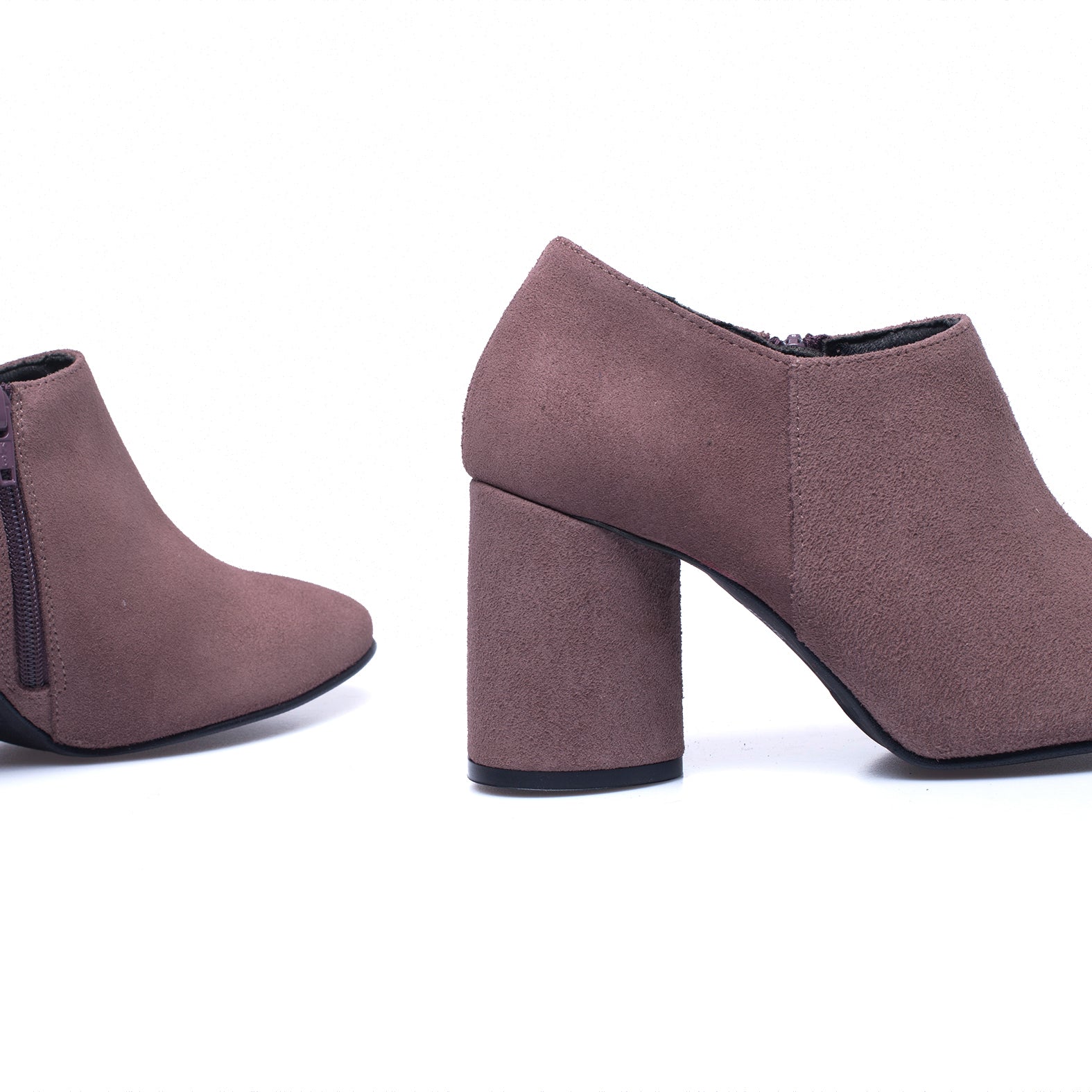 FASHION - LILAC block heel ankle boot
