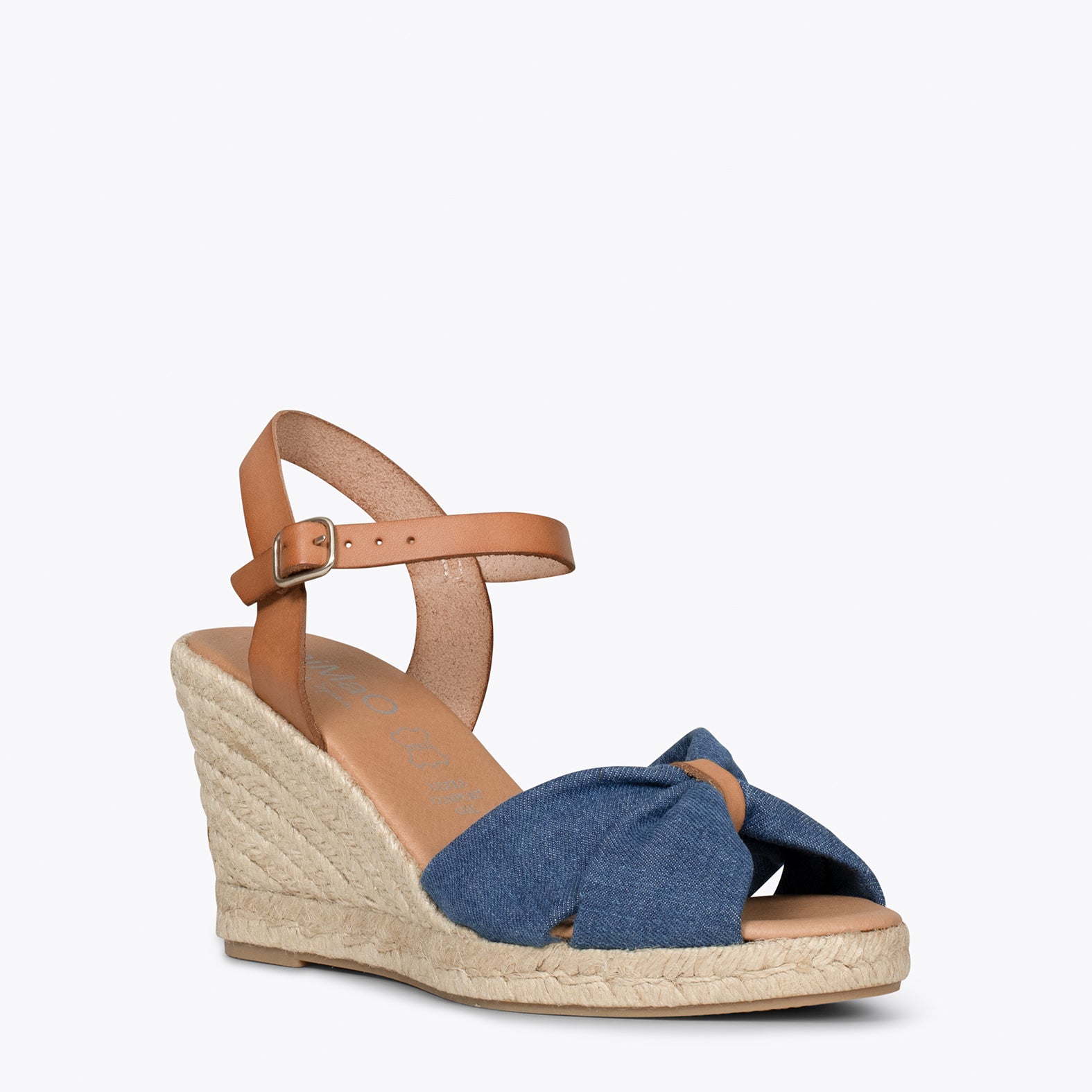 PALMA - Sandalias de esparto de tela vaquera AZULES