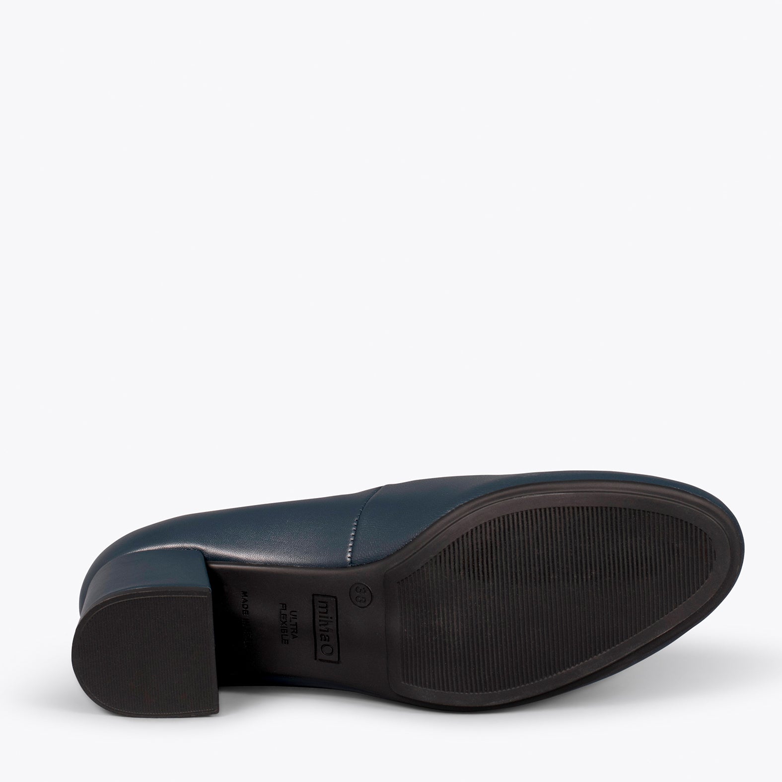 URBAN ROUND SALON – NAVY nappa leather low heels