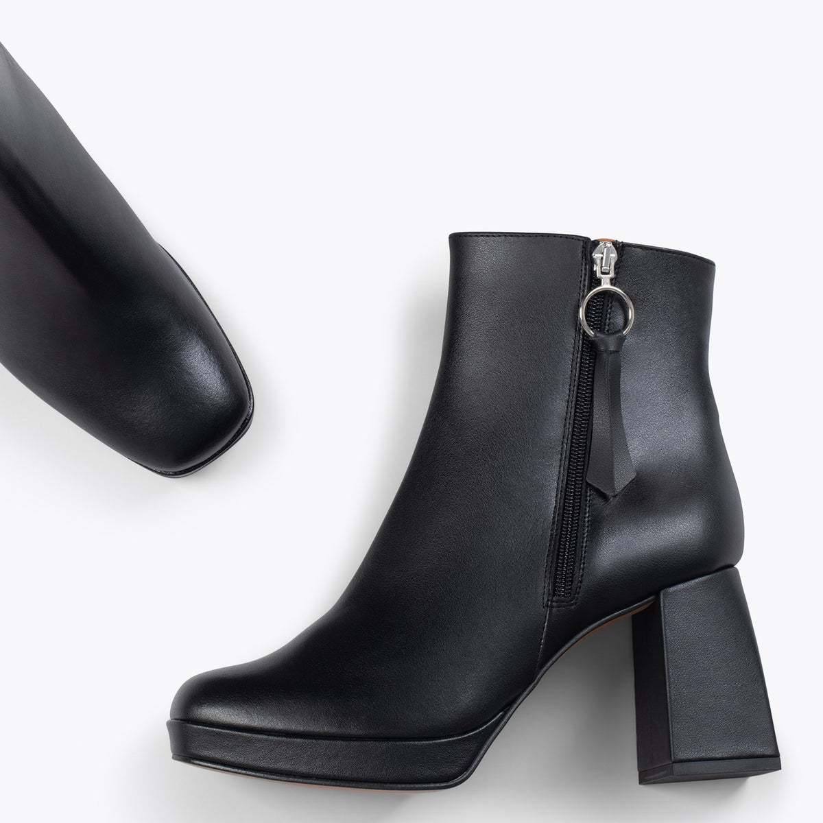 SIENA – Botines de tacón bloque con plataforma NEGRO