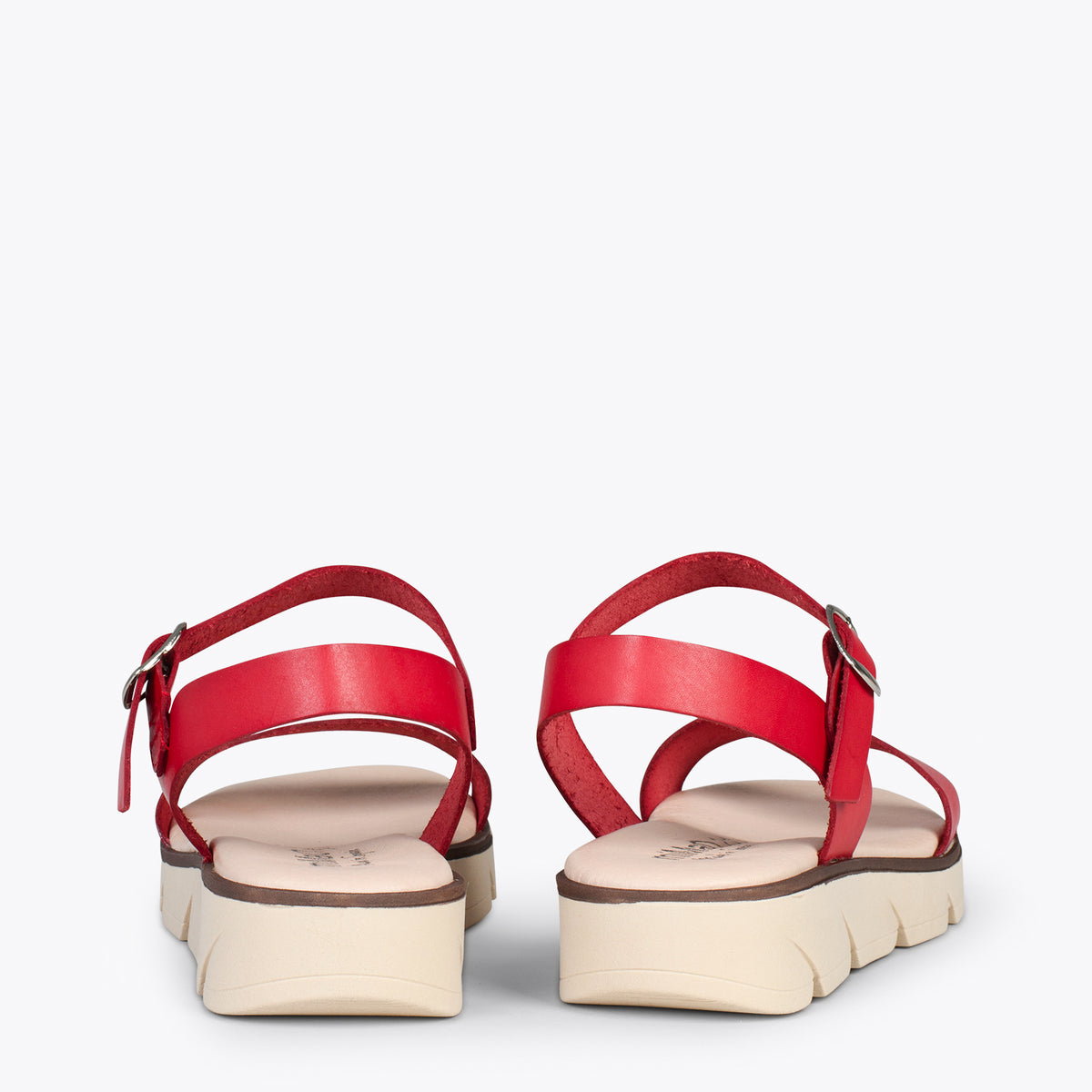 RIVER – Sandalias de piel con cuña media ROJO