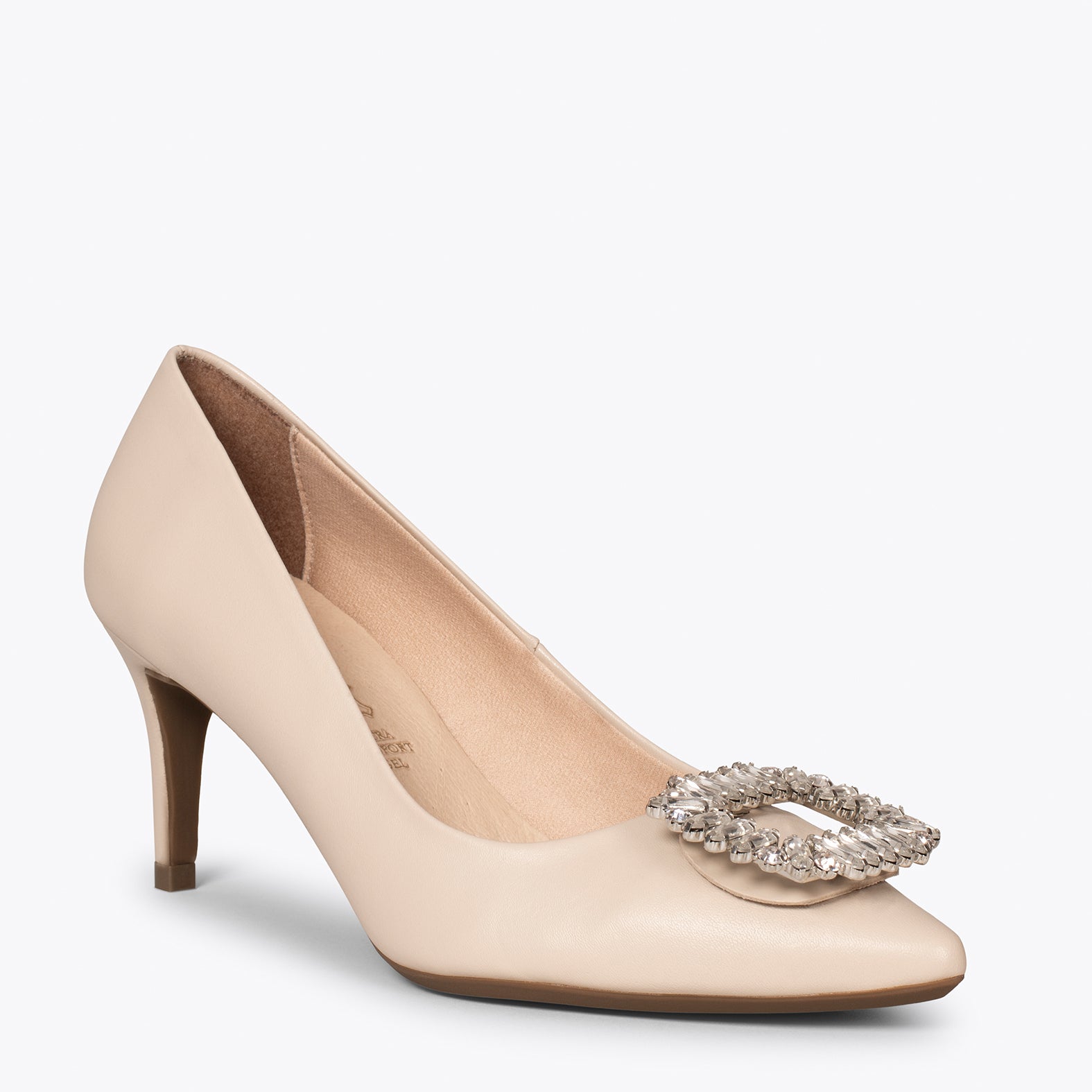 ELLA - Zapatos de tacón fino BEIGE con pedrería