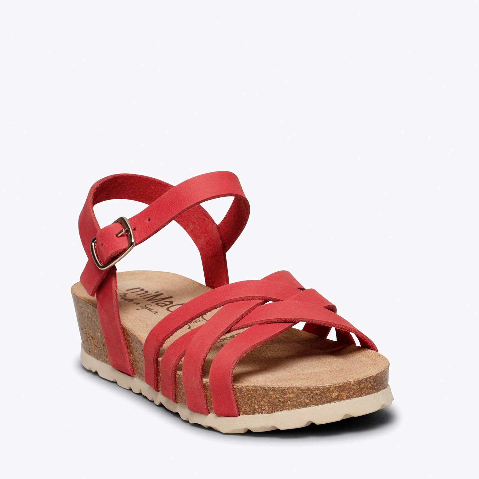 PRINCESS - Sandales pour fille avec talon compensé ROUGE Bio
