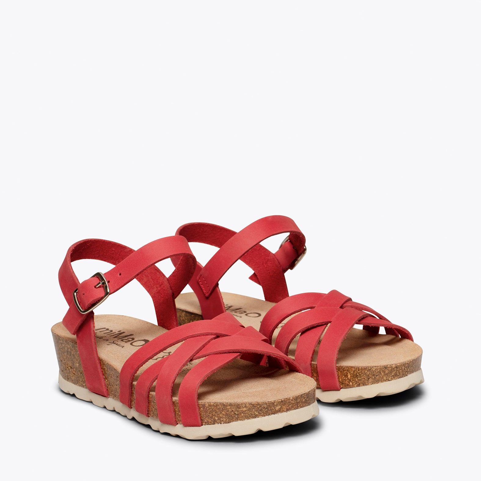PRINCESS - Sandales pour fille avec talon compensé ROUGE Bio