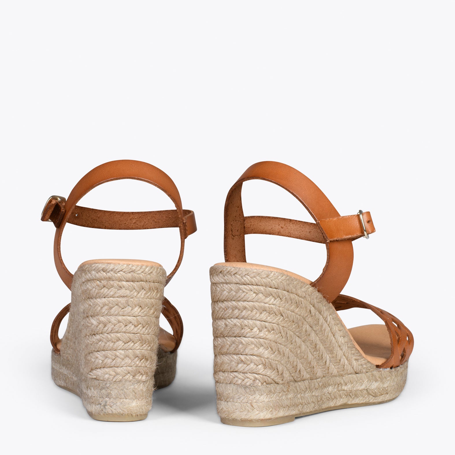OASIS – CAMEL espadrille wedges with braided front