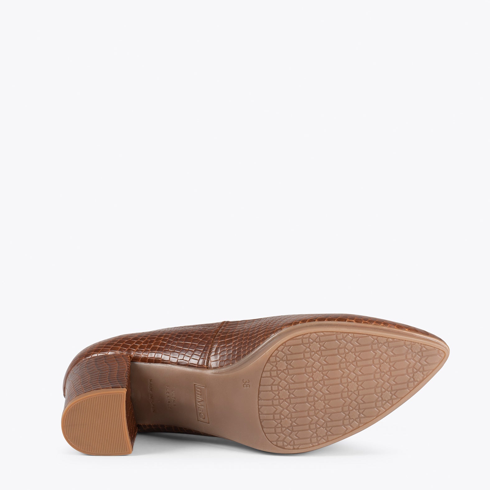 URBAN S COCO – Zapatos de tacón con textura de cocodrilo MARRÓN - miMaO ®