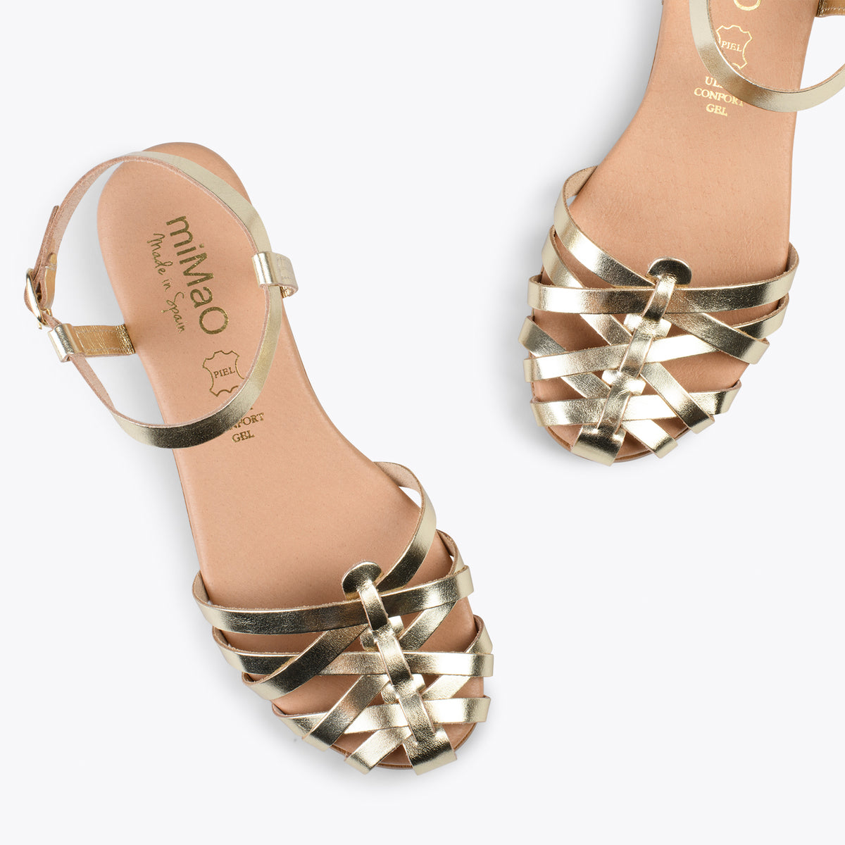 CANGREJERA – Sandalias planas trenzadas PLATINO