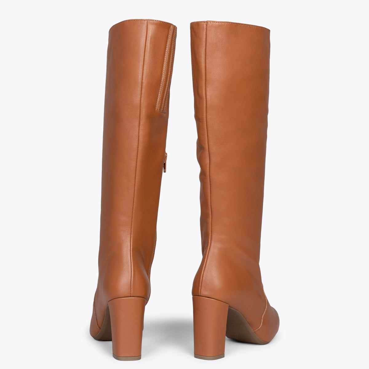 URBAN - Bottes hautes en nappa avec zip CAMEL